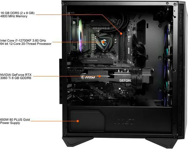 Alt view image 5 of 9 - MSI Gaming Desktop Aegis RS 12TG-261US Intel Core i7-12700KF 16GB DDR5 1 TB M.2 NVMe SSD GeForce RTX 3060 Ti Windows 11 Home 64-bit