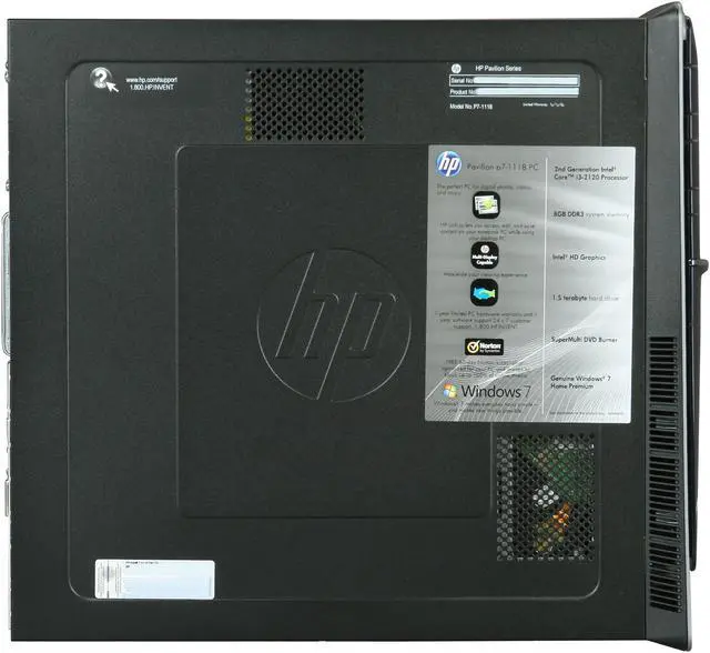 Alt view image 4 of 9 - HP Desktop PC Pavilion p7-1118 (QU078AA#ABA) Intel Core i3-2120 8GB DDR3 1.5TB HDD Intel HD Graphics Windows 7 Home Premium 64-Bit