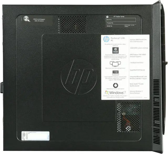 Alt view image 4 of 9 - HP Desktop PC Pavilion p7-1240 (H2L70AA#ABA) AMD A10-5700 10GB DDR3 1TB HDD AMD Radeon HD 7660D Windows 7 Home Premium 64-Bit