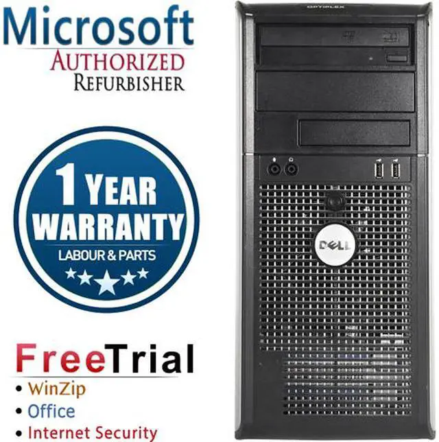 Main image of DELL Desktop Computer OptiPlex GX755 Intel Core 2 Duo E6550 4GB DDR2 1TB HDD Intel HD Graphics Windows 10 Home Multi-language, English / French