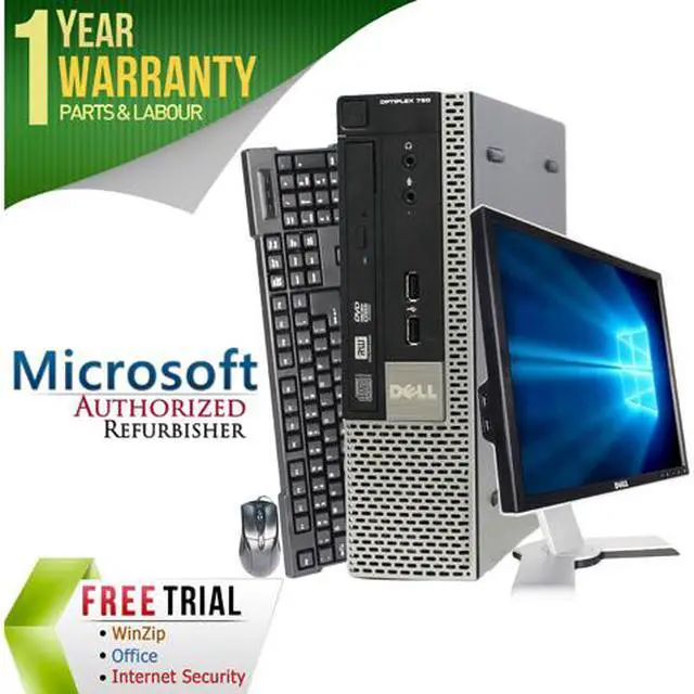 Main image of DELL Desktop Computer OptiPlex GX780-USFF + 19" LCD (Brand May Vary) Intel Core 2 Duo E8400 4GB DDR3 250GB HDD Intel GMA 4500 Windows 10 Pro Multi-Language, English / Spanish