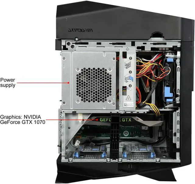 Alt view image 6 of 10 - Alienware Desktop PC Aurora R5 AUR5-12571SLV, Intel Core i7-6700 3.40 GHz, 16 GB DDR4, 2 TB HDD, 256 GB SSD, DVD+/-RW, NVIDIA GeForce GTX 1070 8 GB VR READY, Windows 10 Home, Epic Silver