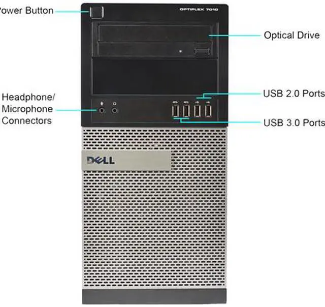 Alt view image 2 of 3 - DELL Desktop Computer 7010 Intel Core i5-3470 8 GB 2TB HDD Intel HD Graphics 2500 Windows 10 Pro 64-bit