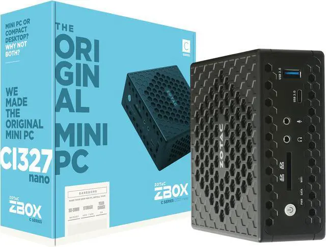 Alt view image 10 of 10 - ZOTAC C Series ZBOX CI327 NANO, Palm-Sized Passive Cooled Mini PC, Intel N3450 Quad-Core CPU, Intel HD Graphics 500, Support Up to 3 Displays. 4K Ready Barebones No Memory/Storage/OS, ZBOX-CI327NANO-U