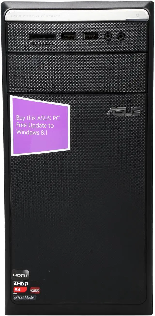 Alt view image 2 of 6 - ASUS B Grade Desktop PC M11BB-US011S-B AMD A4-6300 4GB DDR3 1TB HDD AMD Radeon HD 8370D Windows 8