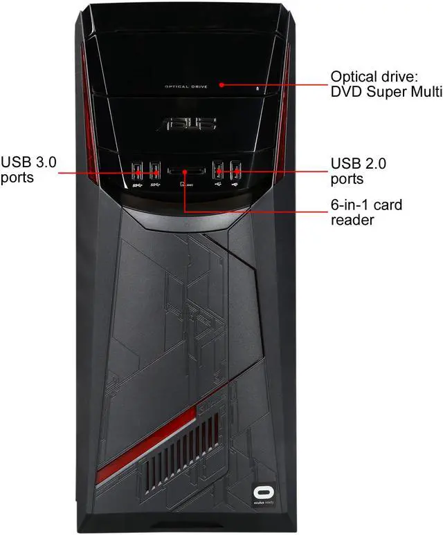 Alt view image 3 of 6 - ASUS Core i5 Performance Gaming Desktop [G11CD-WB51] GeForce GTX 1070, 8 GB 2133 MHz DDR4, 1 TB HDD, Intel Core i5-6400 Quad Core 2.7 GHz processor, VR Ready