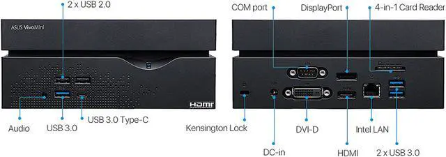 Alt view image 4 of 6 - ASUS Desktop PC VivoMini VC66-B016Z Intel Core i7-7700 16GB DDR4 512GB SSD Intel HD Graphics 630 Windows 10 Home 64-Bit
