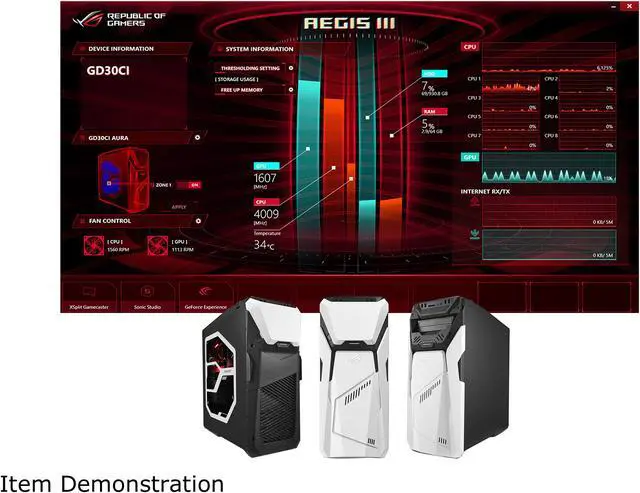 Alt view image 17 of 18 - ASUS Gaming Desktop GD30CI-DB71-GTX1080TI Intel Core i7-7700 16GB DDR4 1TB HDD 256GB SSD GeForce GTX 1080 Ti Windows 10 Home 64-Bit
