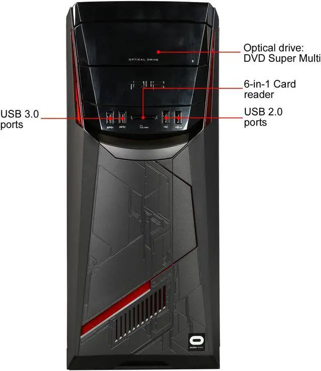 Alt view image 2 of 7 - ASUS Desktop PC G11CD-WB51-GTX1070 Intel Core i5-6400 8GB DDR4 1TB HDD GeForce GTX 1070 Windows 10 Home 64-Bit
