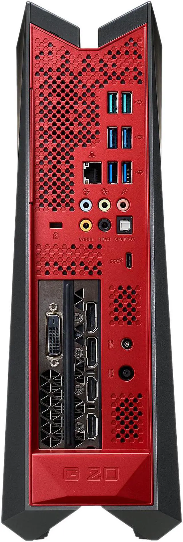 Alt view image 4 of 8 - ASUS ROG G20CI Compact Gaming Desktop, Intel Core i7-7700 Processor, GeForce GTX 1070 8 GB, 16 GB DDR4, 512 GB SSD, Windows 10 - G20CI-DS72-GTX1070-CB, English / French Bilingual Keyboard