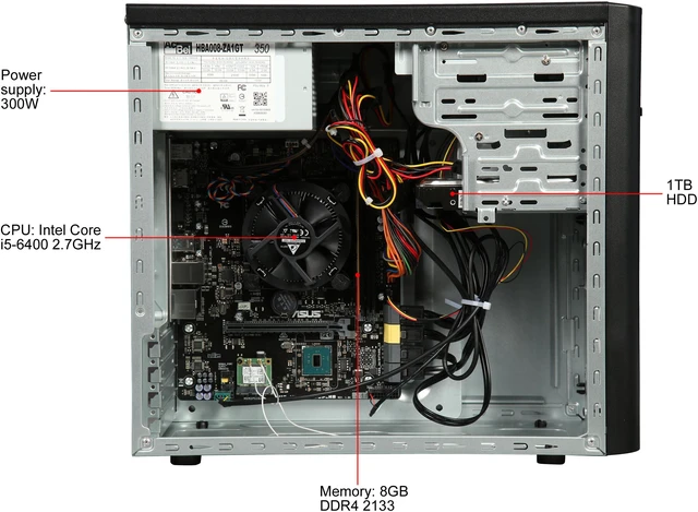 Alt view image 6 of 9 - ASUS Desktop Computer K31CD-AB51 Intel Core i5-6400 8GB DDR4 1TB HDD Intel HD Graphics 530 Windows 10 Home 64-Bit