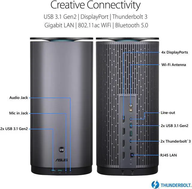 Alt view image 6 of 6 - ASUS ProArt PA90 Mini PC Workstation - Intel Core i7-9700K - NVIDIA Quadro P4000 - 16 GB DDR4 - 512 GB SSD + 1 TB HDD - Windows 10 Home Advanced (PA90-M7021ZN)