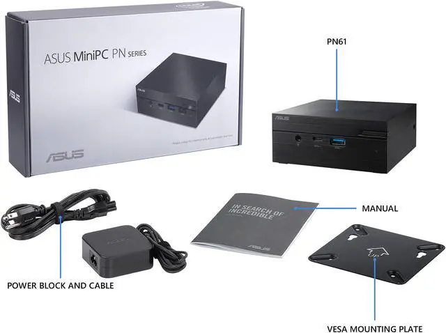 Alt view image 6 of 6 - ASUS PN61 Mini PC with Intel Core i7-8565U, 16 GB RAM, M.2 256 GB, Win10 Pro (HDMI, USB-C, Thunderbolt 3, 802.11AC Wi-Fi, Bluetooth 5.0, Gigabit LAN, VESA Mount) PN61-B7098ZT