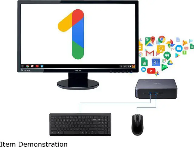 Alt view image 8 of 8 - ASUS Celeron Chromebox w/ 24" FHD Monitor Essential Desktop with Chrome OS Keyboard Mouse for Homeschooling