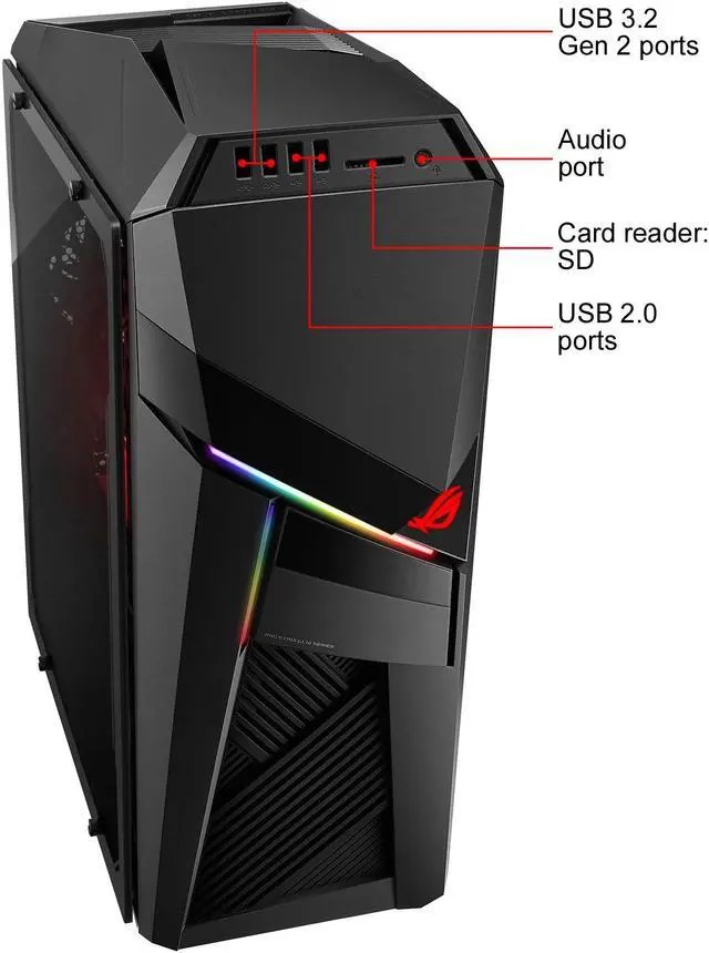 Alt view image 3 of 8 - ROG Strix GL12 Gaming Desktop, 9th Gen 8-core Intel Core i7-9700K, NVIDIA GeForce RTX 2080 8 GB, 16 GB DDR4 RAM, 1 TB M.2 SSD, Windows 10 Home, Iron Grey, GL12CX-NS781