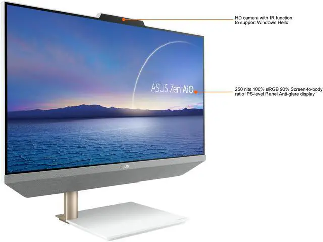 Alt view image 7 of 17 - ASUS Zen AiO 24 - 23.8" FHD Touchscreen - AMD Ryzen 7 5700U - 16 GB DDR4 - 512 GB SSD - Win 10 Home - Kensington Lock - Wireless Keyboard & Mouse (M5401WUA-DS704T)