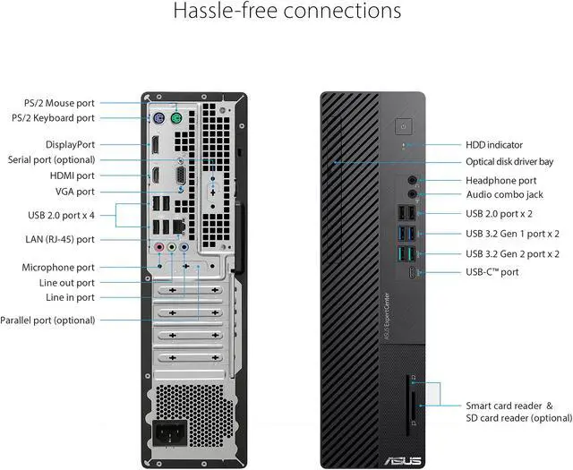 Alt view image 3 of 8 - ASUS ExpertCenter D700SC Small Form Factor Desktop PC, Intel Core i7-11700, 16GB DDR4 RAM, 512GB PCIe SSD, TPM, Windows 11 Pro, Black, D700SC-XH704