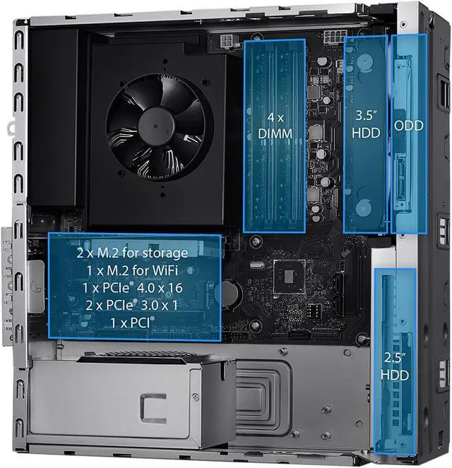 Alt view image 4 of 8 - ASUS ExpertCenter D700SC Small Form Factor Desktop PC, Intel Core i7-11700, 16GB DDR4 RAM, 512GB PCIe SSD, TPM, Windows 11 Pro, Black, D700SC-XH704