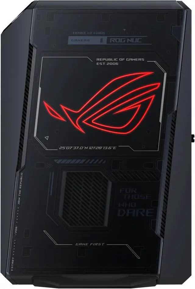 Alt view image 2 of 9 - ROG NUC (2025) Gaming Mini PC with Intel Core Ultra 9 (Series 2) ARL-HX CPU, NVIDIA GeForce RTX 5070 Ti Mobile GPU, 32GB DDR5 RAM, 2TB NVMe SSD, Thunderbolt 4, triple-fan cooling, and ARGB lighting