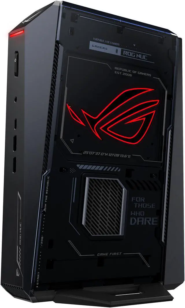 Main image of ASUS ROG NUC (2025) Gaming Mini PC with Intel Core Ultra 7 (Series 2) ARL-HX CPU, NVIDIA GeForce RTX 5060 Mobile GPU, 32GB DDR5 RAM, 1TB NVMe SSD, Thunderbolt 4, triple-fan cooling, and ARGB lighting