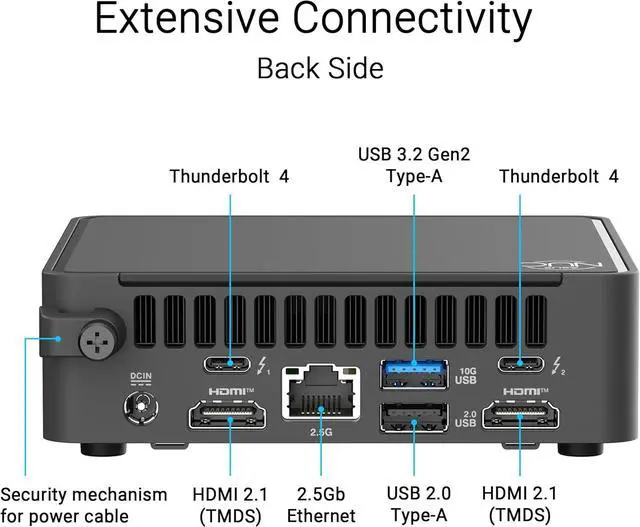 Alt view image 3 of 4 - ASUS NUC 15 Pro Slim Full System Mini PC with Intel Series 1 Core 3 100U, 16GB DDR5 RAM, 512GB PCIe G4x4 NVMe SSD, Thunderbolt™ 4, WiFi 7 & Bluetooth 5.4, Toolless Chassis Access