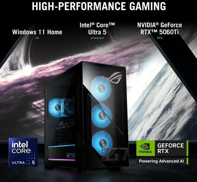 Alt view image 11 of 15 - ASUS Gaming Desktop PC G Series G700TF-DS564Ti Intel Core Ultra 5 225F 16GB DDR5 1TB PCIe SSD GeForce RTX 5060 Ti Windows 11 Home