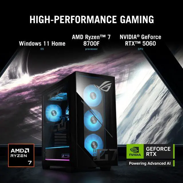 Alt view image 3 of 8 - ASUS Desktop PC GM700TZ-NS764 GM700TZ-NS764 AMD Ryzen 5 8400F 16GB DDR5 1TB PCIe SSD AMD Radeon RX 9060 XT Windows 11 Home