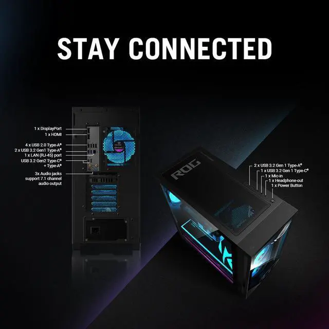 Alt view image 7 of 8 - ASUS Desktop PC GM700TZ-NS764 GM700TZ-NS764 AMD Ryzen 5 8400F 16GB DDR5 1TB PCIe SSD AMD Radeon RX 9060 XT Windows 11 Home