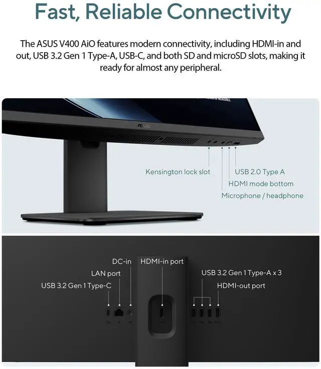 Alt view image 11 of 16 - ASUS All-in-One PC V400 V470VAK-DSI516512-CB Intel Core i5-13420H 16GB DDR5 512GB NVMe SSD 27" Windows 11 Home