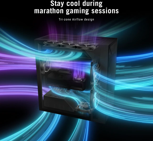 Alt view image 12 of 16 - ASUS Gaming Desktop PC ROG Gaming Desktop GM1000TY-DS787 AMD Ryzen 7 9800X3D 32GB DDR5 2TB PCIe SSD GeForce RTX 5080 16 GB GDDR7 Windows 11 Home