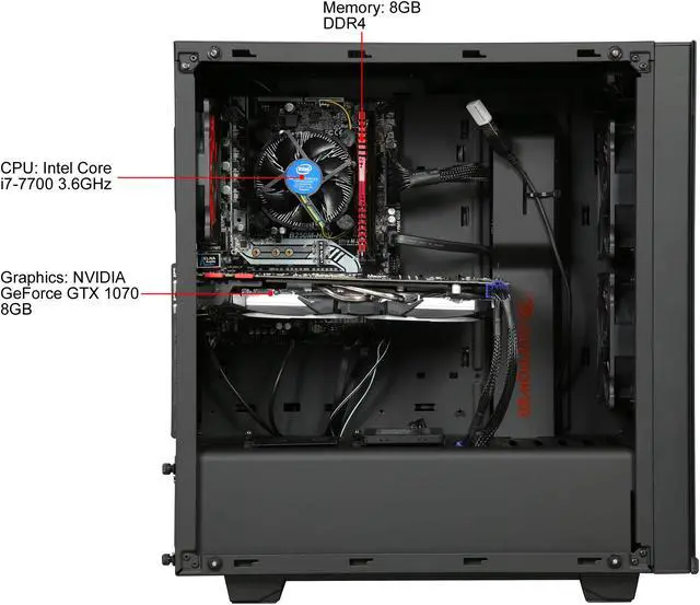 Alt view image 6 of 10 - iBUYPOWER Desktop Computer Chimera NE002i Intel Core i7-7700 8GB DDR4 1TB HDD 120GB SSD GeForce GTX 1070 Windows 10 Home 64-Bit