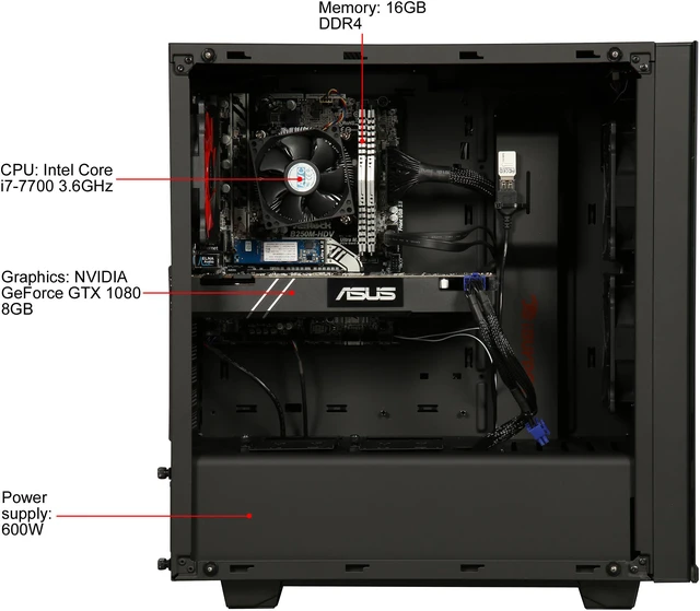 Alt view image 6 of 10 - iBUYPOWER Desktop Computer NE9000 Intel Core i7-7700 16GB DDR4 1TB HDD 16 GB Optane SSD GeForce GTX 1080 Windows 10 Home 64-Bit