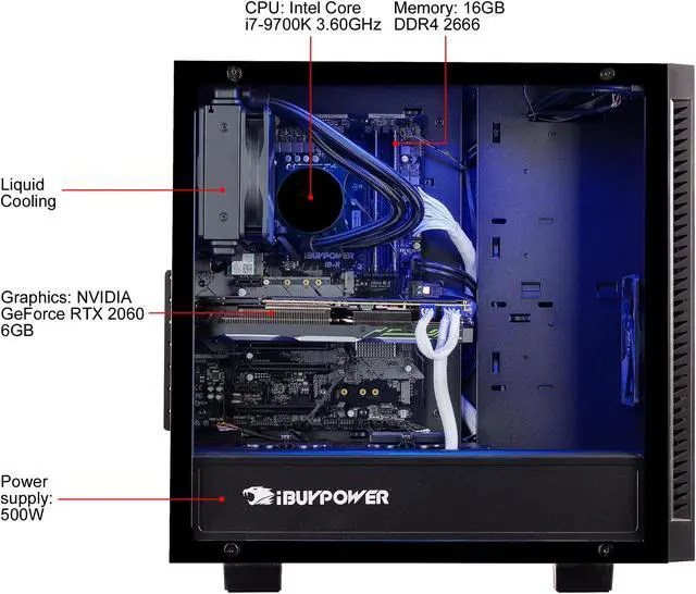 Alt view image 8 of 9 - iBUYPOWER Gaming Desktop Slate2 068i Intel Core i7-9700K 16GB DDR4 1TB SSD GeForce RTX 2060 Windows 10 Home 64-bit