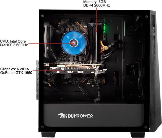 Alt view image 8 of 9 - iBUYPOWER Trace2 098i Gaming Desktop - GeForce GTX 1650, Intel Core i3-9100, 8GB DDR4, 240GB SSD