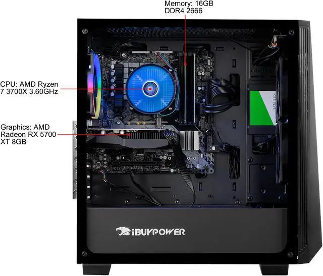 Alt view image 5 of 6 - iBUYPOWER - Gaming Desktop PC - AMD Ryzen 7 3700X (3.60 GHz) AMD Radeon RX 5700 XT 16 GB DDR4 480 GB SSD 1 TB HDD Windows 10 Home 64-bit Trace 2 PRO112A