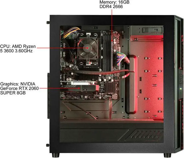 Alt view image 7 of 8 - iBUYPOWER - Gaming Desktop PC - AMD Ryzen 5 3600 (3.60 GHz) NVIDIA GeForce RTX 2060 SUPER 16 GB DDR4 480 GB SSD Windows 10 Home 64-bit AlphaB 3660SA