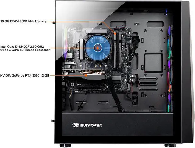 Alt view image 8 of 9 - iBUYPOWER Gaming Desktop TraceMR 262i Intel Core i5-12400F 16GB DDR4 1TB HDD 480GB SSD GeForce RTX 3060 Windows 11 Home 64-bit