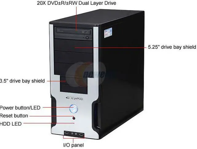 Alt view image 4 of 19 - CyberpowerPC Desktop PC Gamer Infinity 3310 Intel Core 2 Quad Q8200 4GB DDR2 500GB HDD NVIDIA GeForce 9500 GT Windows Vista Home Premium 64-bit