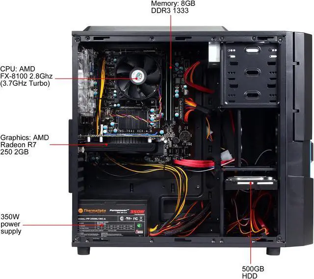 Alt view image 6 of 10 - CyberpowerPC Desktop PC Gamer Ultra 2175 AMD FX-Series FX-8100 8GB DDR3 500GB HDD AMD Radeon R7 250 2GB Windows 8.1 64-bit