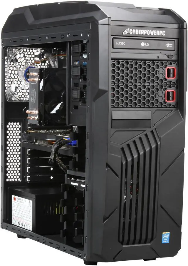 Alt view image 7 of 9 - CyberpowerPC Desktop PC Gamer Xtreme 1397 Intel Core i7-5820K 16GB DDR4 2TB HDD 256GB SSD AMD Radeon R9 280 3 GB Windows 8.1 64-Bit