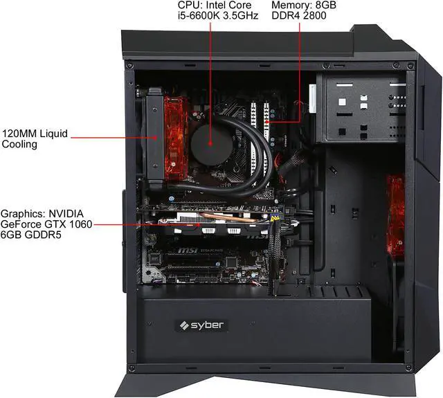 Alt view image 6 of 9 - CyberpowerPC Desktop Computer SYBER M VR200 Intel Core i5-6600K 8GB DDR4 1TB HDD 120GB SSD GeForce GTX 1060 Windows 10 Home 64-Bit