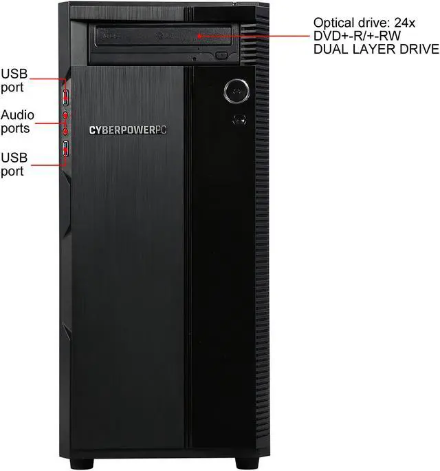 Alt view image 2 of 9 - CyberpowerPC Desktop Computer Gamer Ultra 2241 AMD FX-Series FX-8320 8GB DDR3 1TB HDD 120GB SSD GeForce GTX 1050 Ti Windows 10 Home 64-Bit
