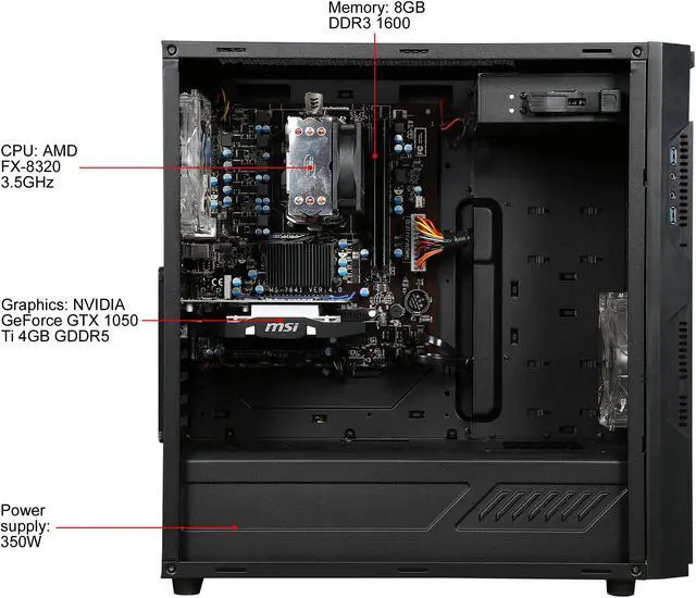 Alt view image 6 of 9 - CyberpowerPC Desktop Computer Gamer Ultra 2241 AMD FX-Series FX-8320 8GB DDR3 1TB HDD 120GB SSD GeForce GTX 1050 Ti Windows 10 Home 64-Bit