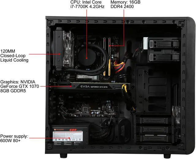 Alt view image 6 of 9 - CyberpowerPC Desktop Computer Zeus Evo Thunder S55TLQ Intel Core i7 7th Gen 7700K (4.20 GHz) 16 GB DDR4 2 TB HDD 120 GB SSD NVIDIA GeForce GTX 1070 Windows 10 Home 64-Bit