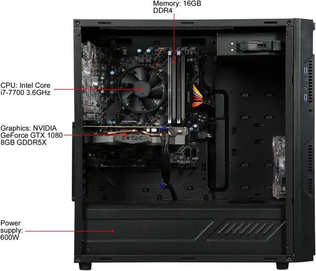 Alt view image 7 of 9 - CyberpowerPC Desktop Computer Gamer Xtreme S780 Intel Core i7 7th Gen 7700 (3.6 GHz) 16 GB DDR4 2 TB HDD 16 GB Optane Memory NVIDIA GeForce GTX 1080 Windows 10 Home 64-Bit