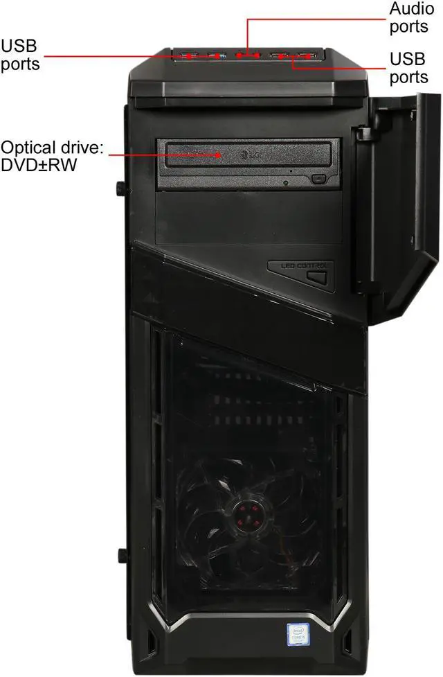 Alt view image 2 of 10 - CyberpowerPC Desktop Computer Gamer Xtreme S555 Intel Core i5-7600 8GB DDR4 1TB HDD 16 GB Optane Memory AMD Radeon RX 580 Windows 10 Home 64-Bit