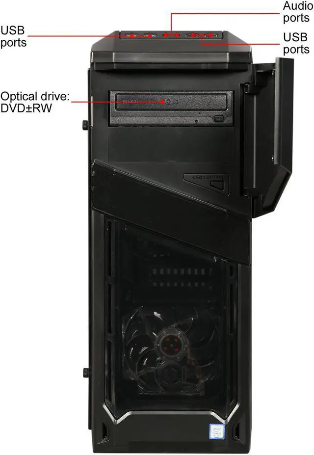Alt view image 2 of 10 - CyberpowerPC Desktop Computer Gamer Xtreme S580 Intel Core i5-7600 8GB DDR4 1TB HDD 16 GB Optane Memory GeForce GTX 1080 Windows 10 Home 64-Bit