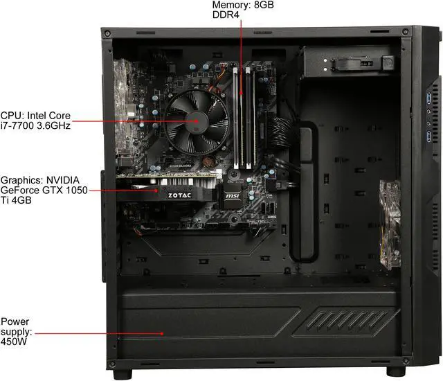 Alt view image 6 of 9 - CyberpowerPC Desktop Computer Gamer Xtreme S750 Intel Core i7-7700 8GB DDR4 1TB HDD 16 GB Optane Memory GeForce GTX 1050 Ti Windows 10 Home 64-Bit