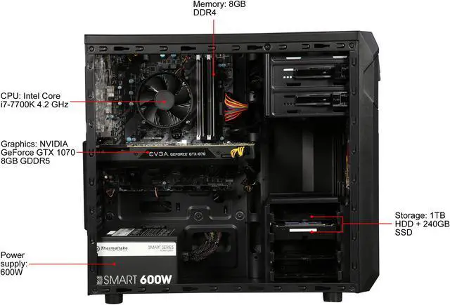 Alt view image 7 of 9 - CyberpowerPC Desktop Computer Gamer Xtreme S752 Intel Core i7-7700K 8GB DDR4 1TB HDD 240GB SSD GeForce GTX 1070 Windows 10 Home 64-Bit
