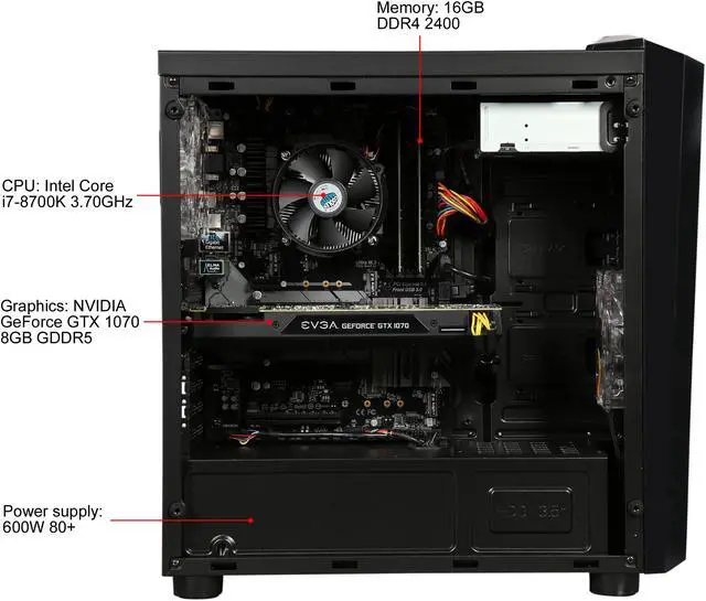 Alt view image 7 of 10 - CyberpowerPC Desktop Computer Gamer Xtreme C287 Intel Core i7-8700K 16GB DDR4 1TB HDD 240GB SSD GeForce GTX 1070 Windows 10 Home 64-Bit